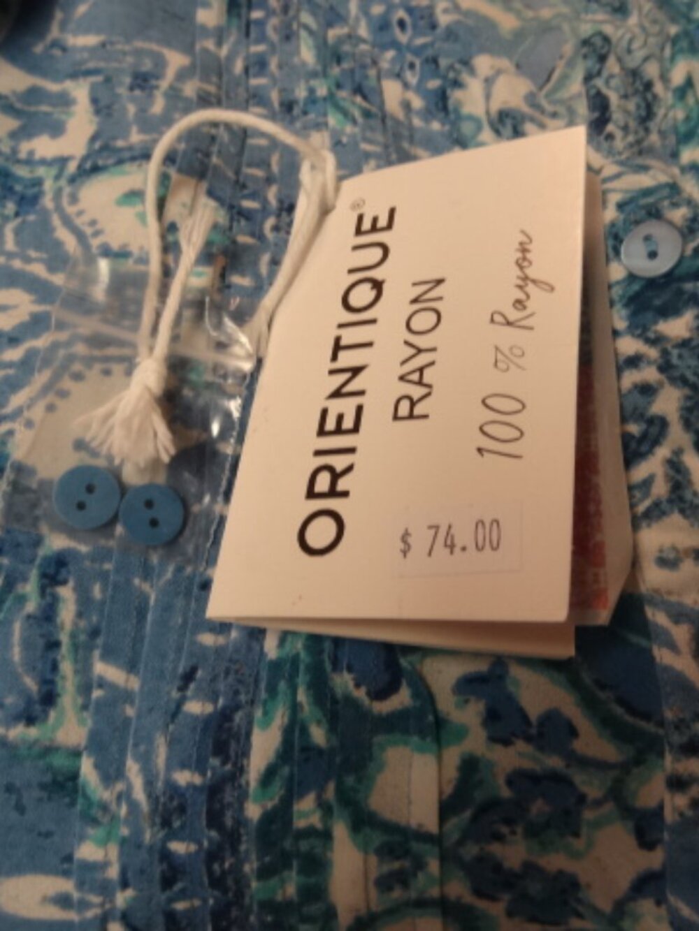 Orientique Naturally Australian Blue Pleated Tunic, NWT - Picture 7 of 9